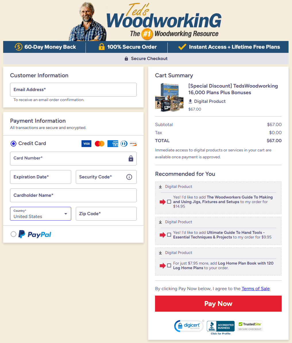 Secure Checkout | Get Instant Access to 16,000 Woodworking Plans